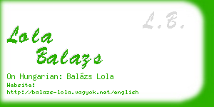 lola balazs business card